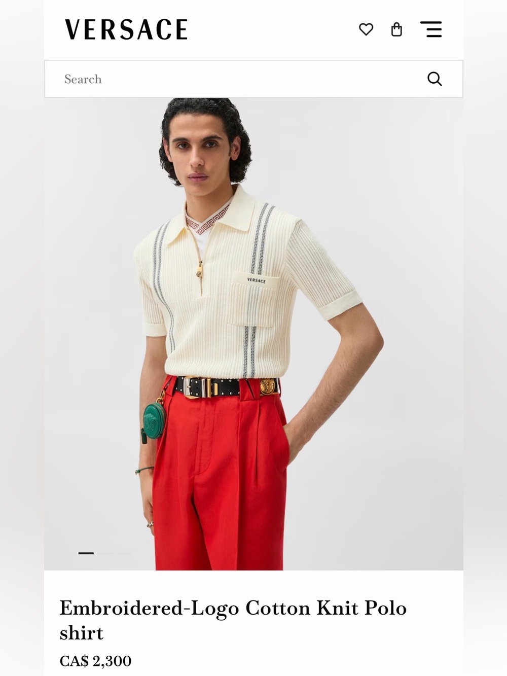 Versace Silk Knit Greca Polo Shirt